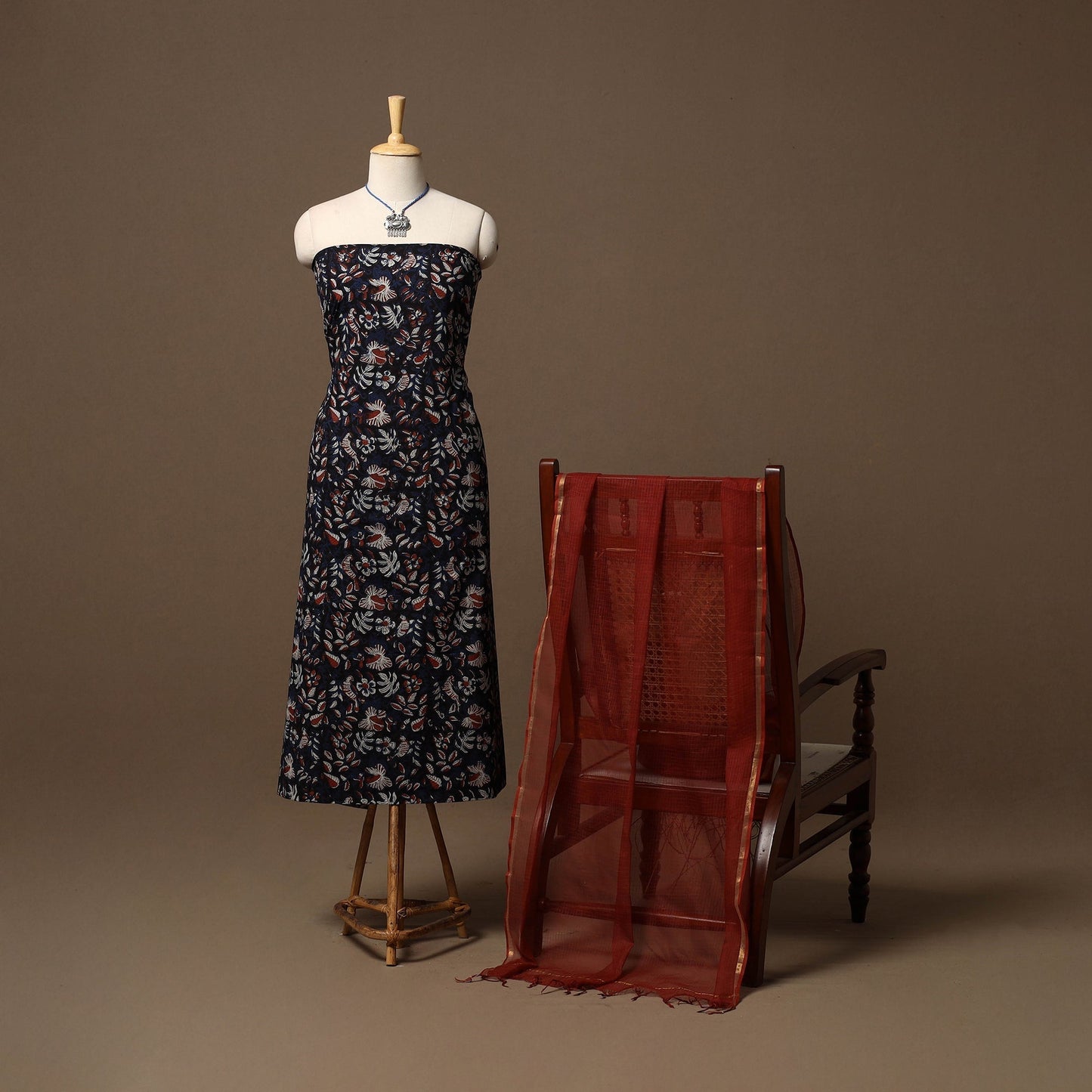 Bagru hand natural dyed cotton 2pc unstitched dress