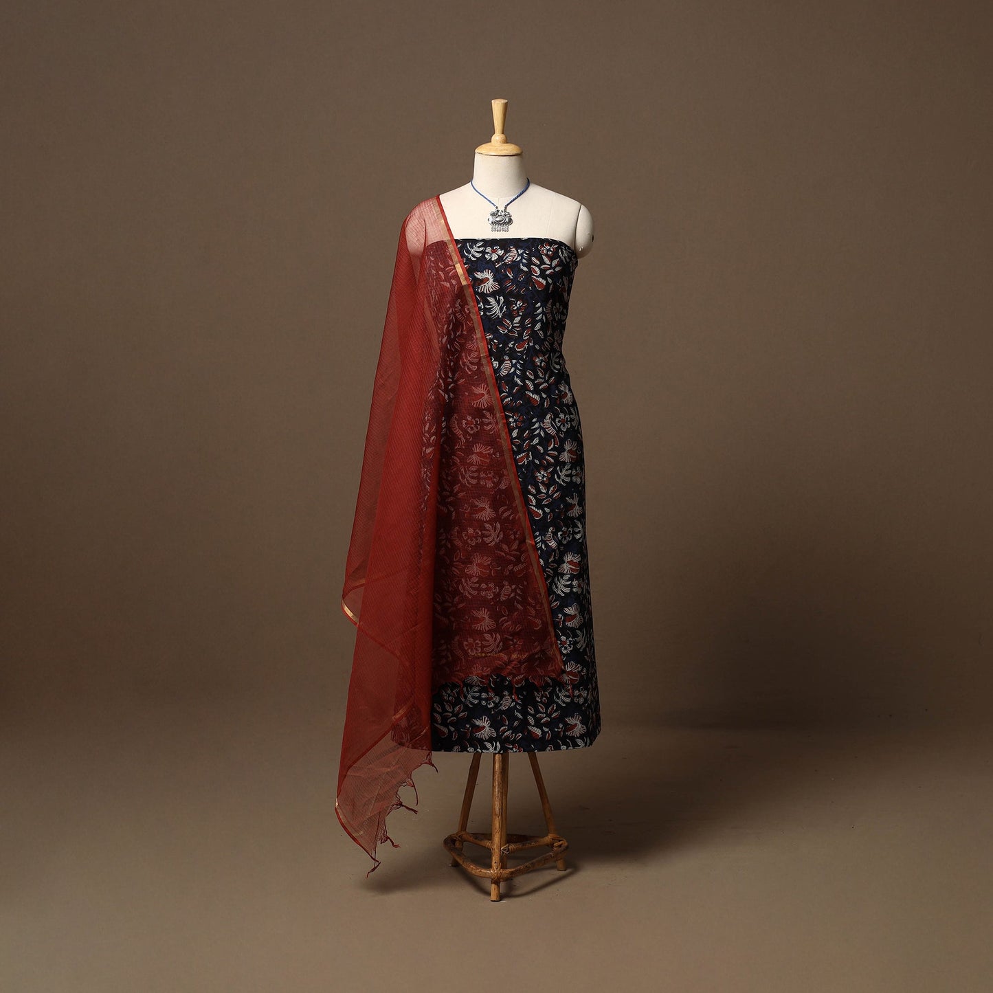 Bagru hand natural dyed cotton 2pc unstitched dress
