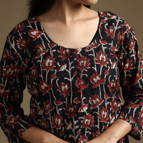  Bagru Hand Block Printed Cotton Long Kurta for Women