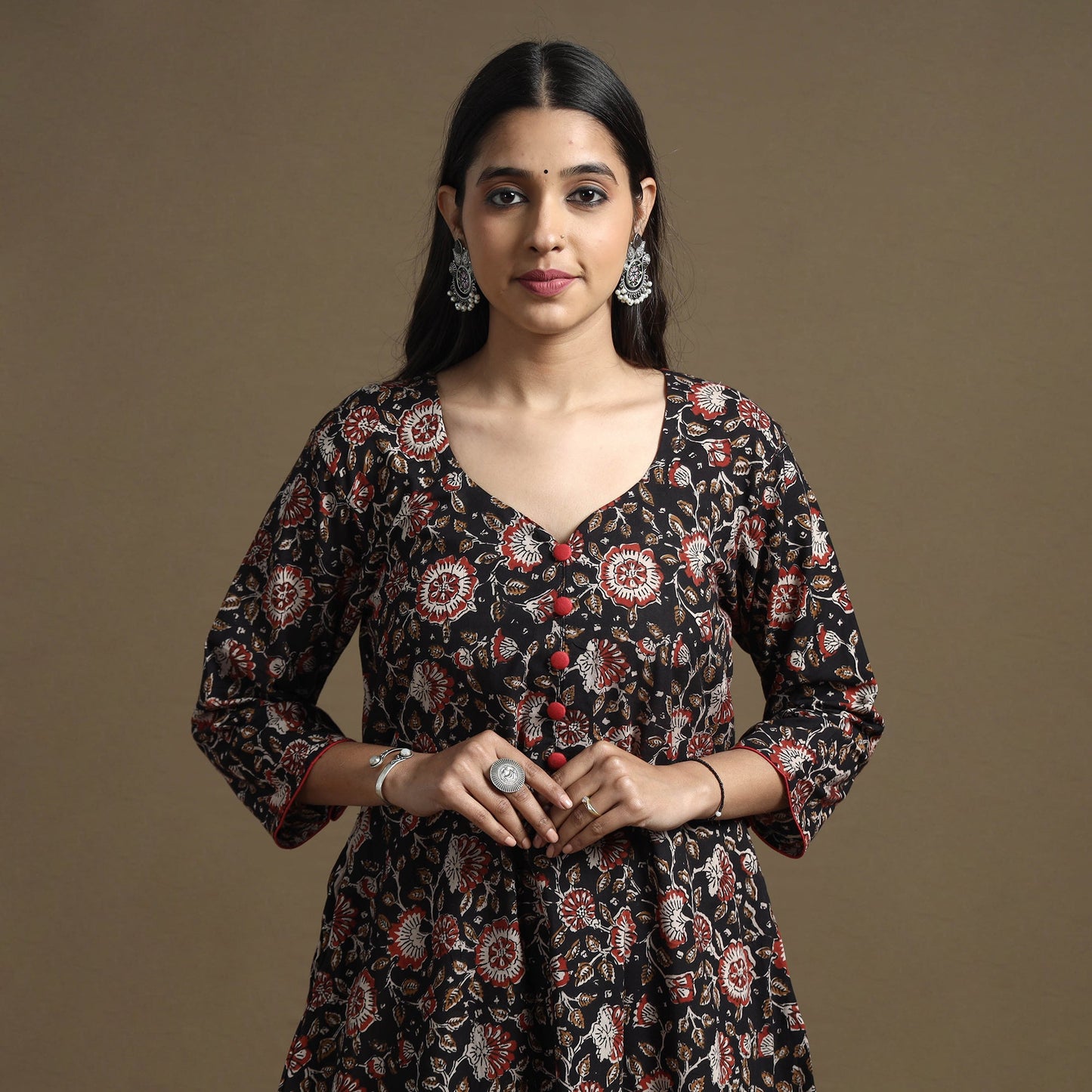  Bagru Hand Block Printed Cotton A-Line Kurta 