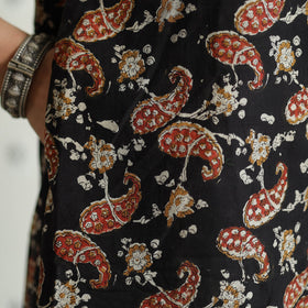 Black - Bagru Hand Block Printed Cotton A-Line Long Kurta