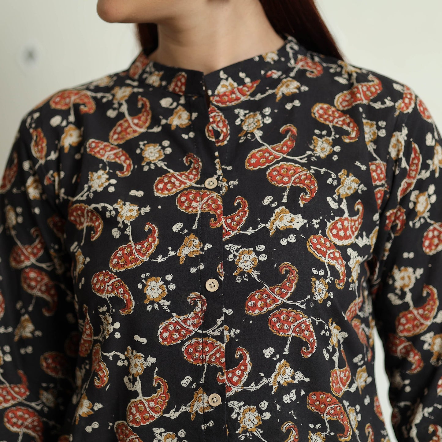 Black - Bagru Hand Block Printed Cotton A-Line Long Kurta