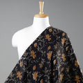 Black - bagru kalamkari block printed cotton fabric