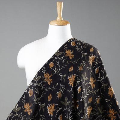Black - bagru kalamkari block printed cotton fabric