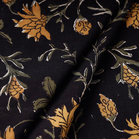 Black - bagru kalamkari block printed cotton fabric