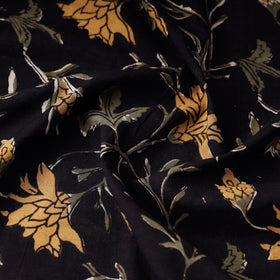Black - bagru kalamkari block printed cotton fabric