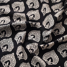 Black Traditional Bagru Print Fabric from Rajasthan