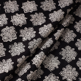 Black Bagru Block Print Natural Dyed Cotton Fabric