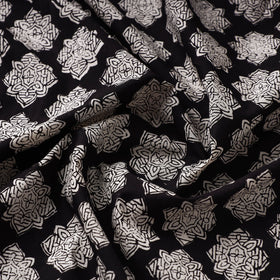 Black Bagru Block Print Natural Dyed Cotton Fabric