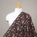 Black Bagru Block Print Natural Dyed Cotton Fabric