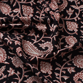 Black Bagru Block Print Natural Dyed Cotton Fabric