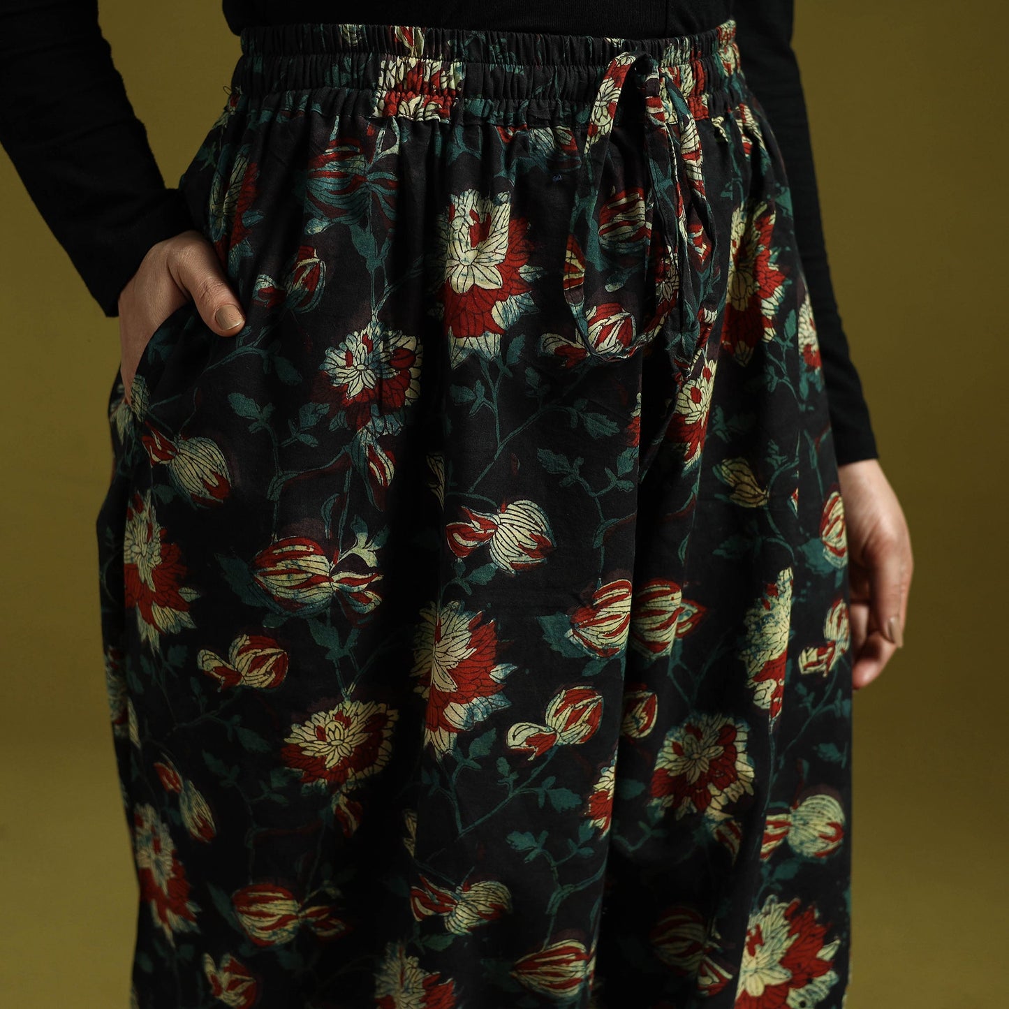 Black - bagru natural dyed cotton harem pant 14