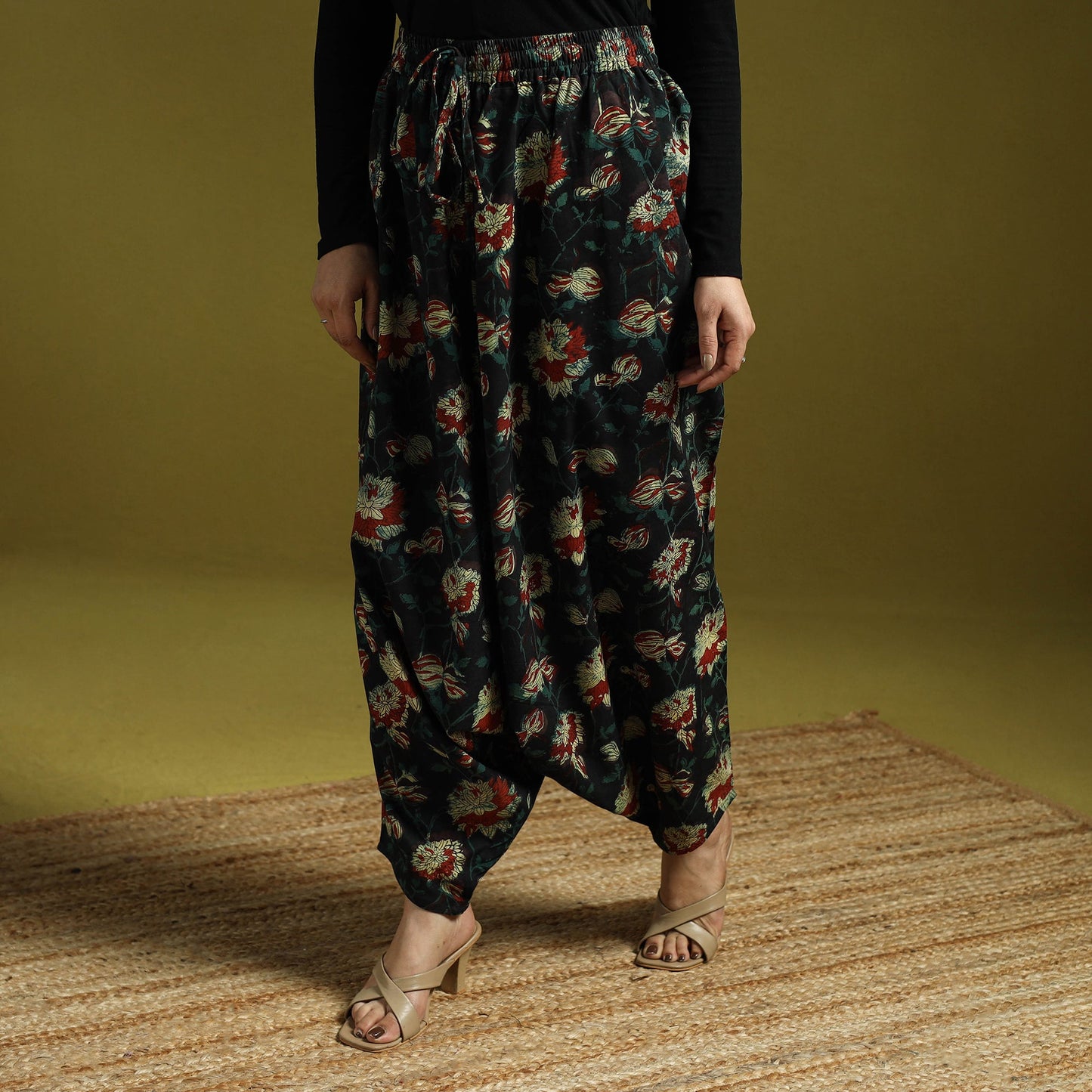 Black - bagru natural dyed cotton harem pant 14