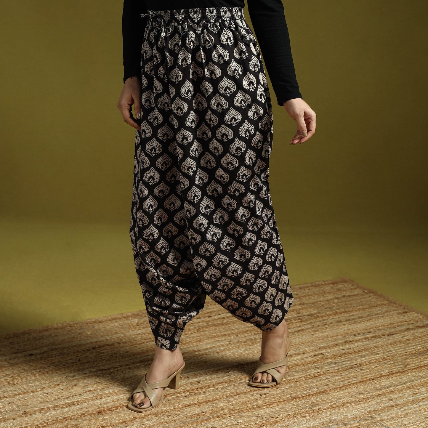 Black - bagru natural dyed cotton harem pant 17