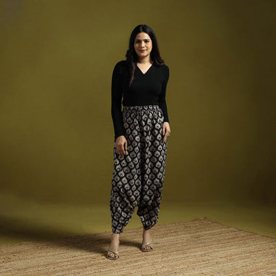 Black - bagru natural dyed cotton harem pant 17