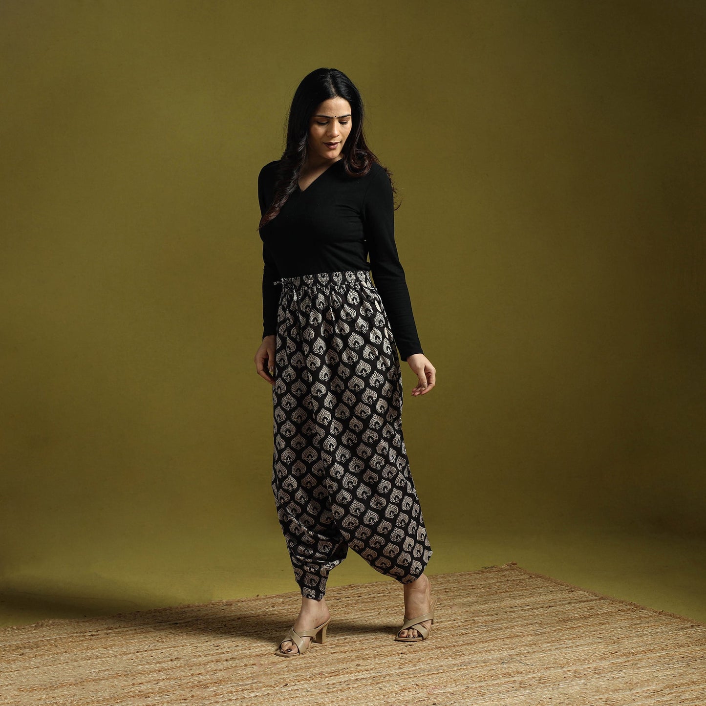 Black - bagru natural dyed cotton harem pant 17