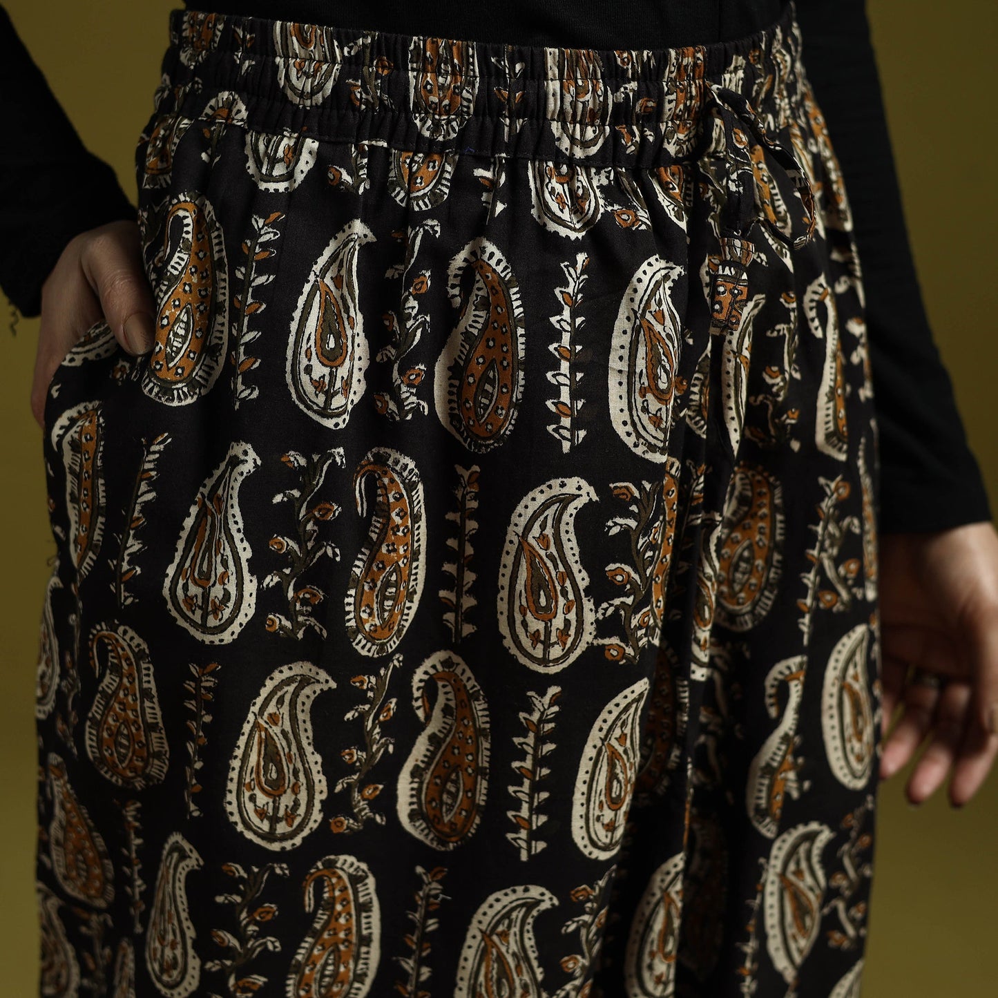 Black - bagru natural dyed cotton harem pant 20