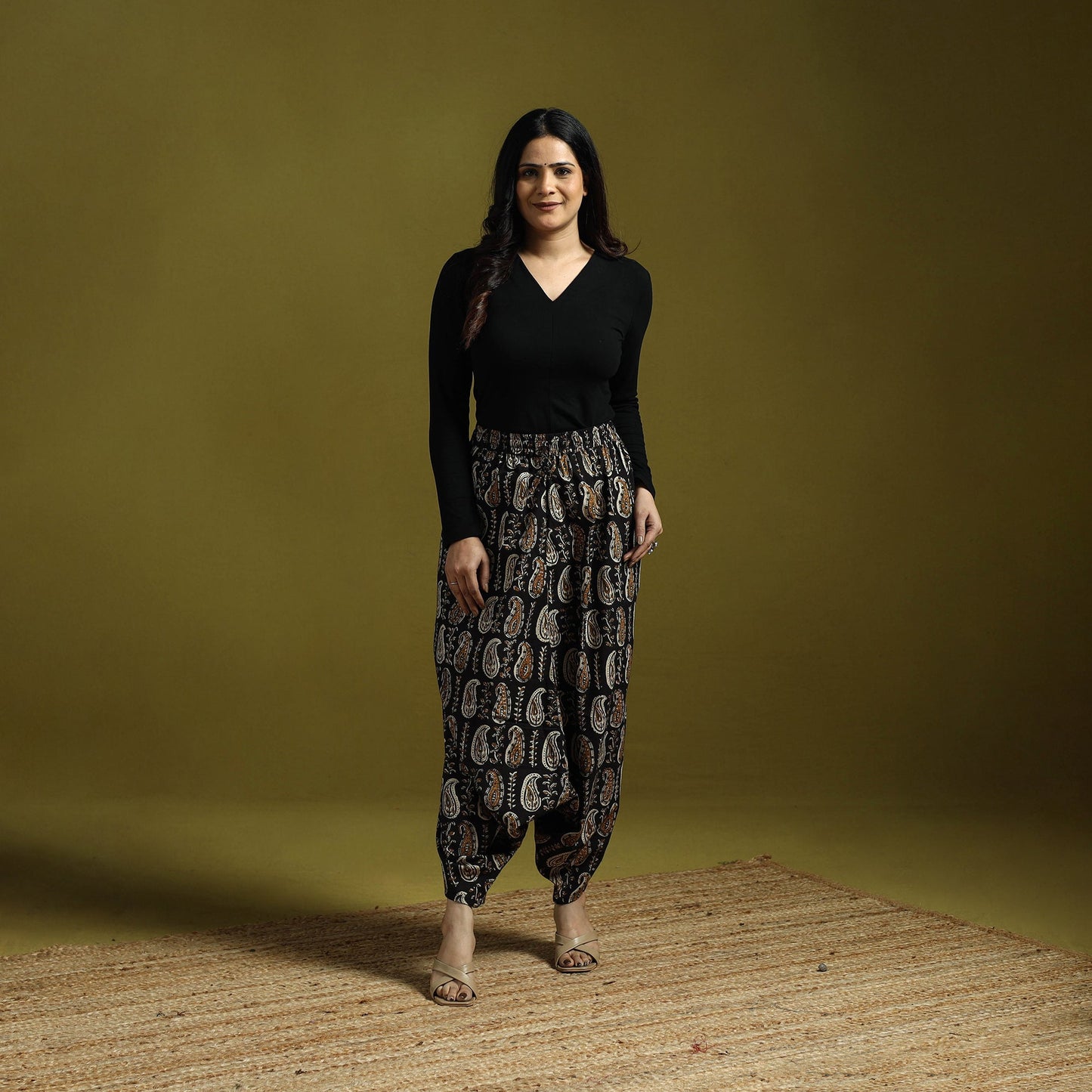 Black - bagru natural dyed cotton harem pant 20