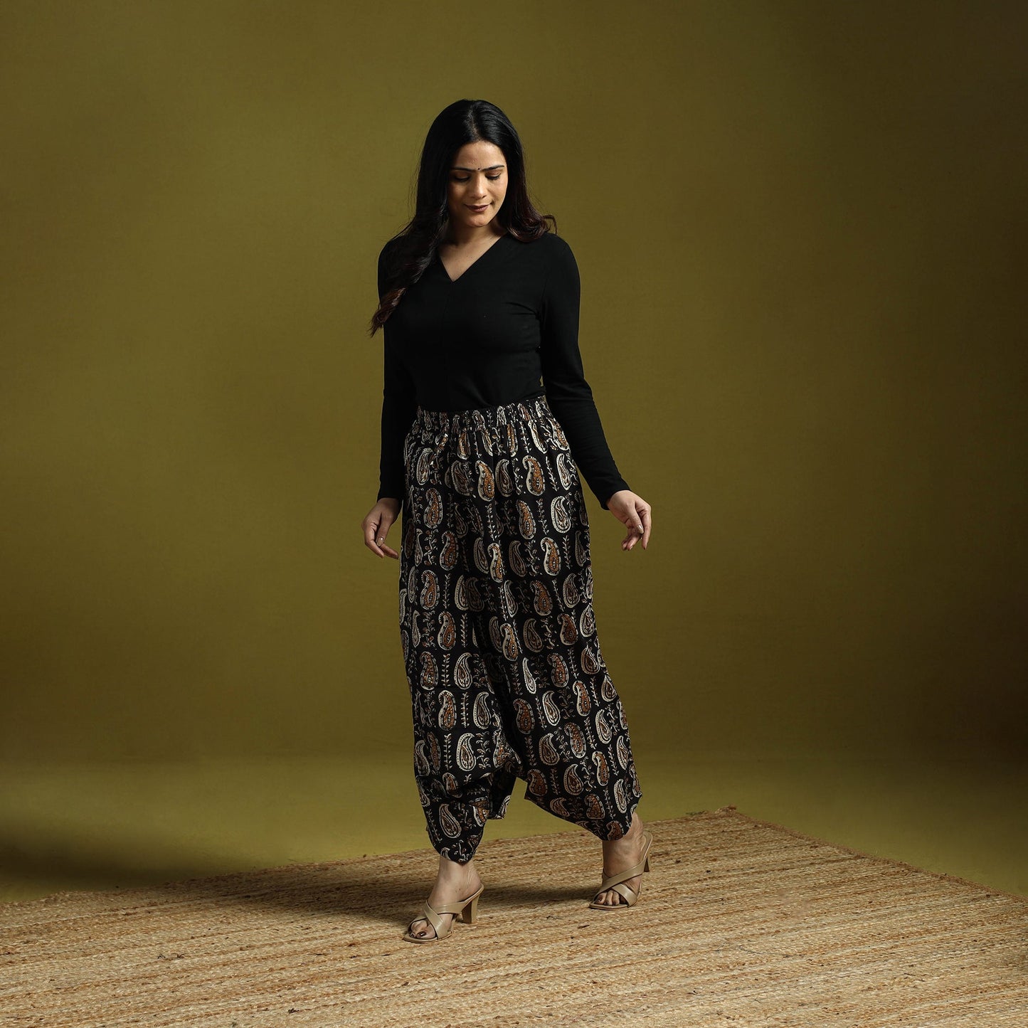 Black - bagru natural dyed cotton harem pant 20