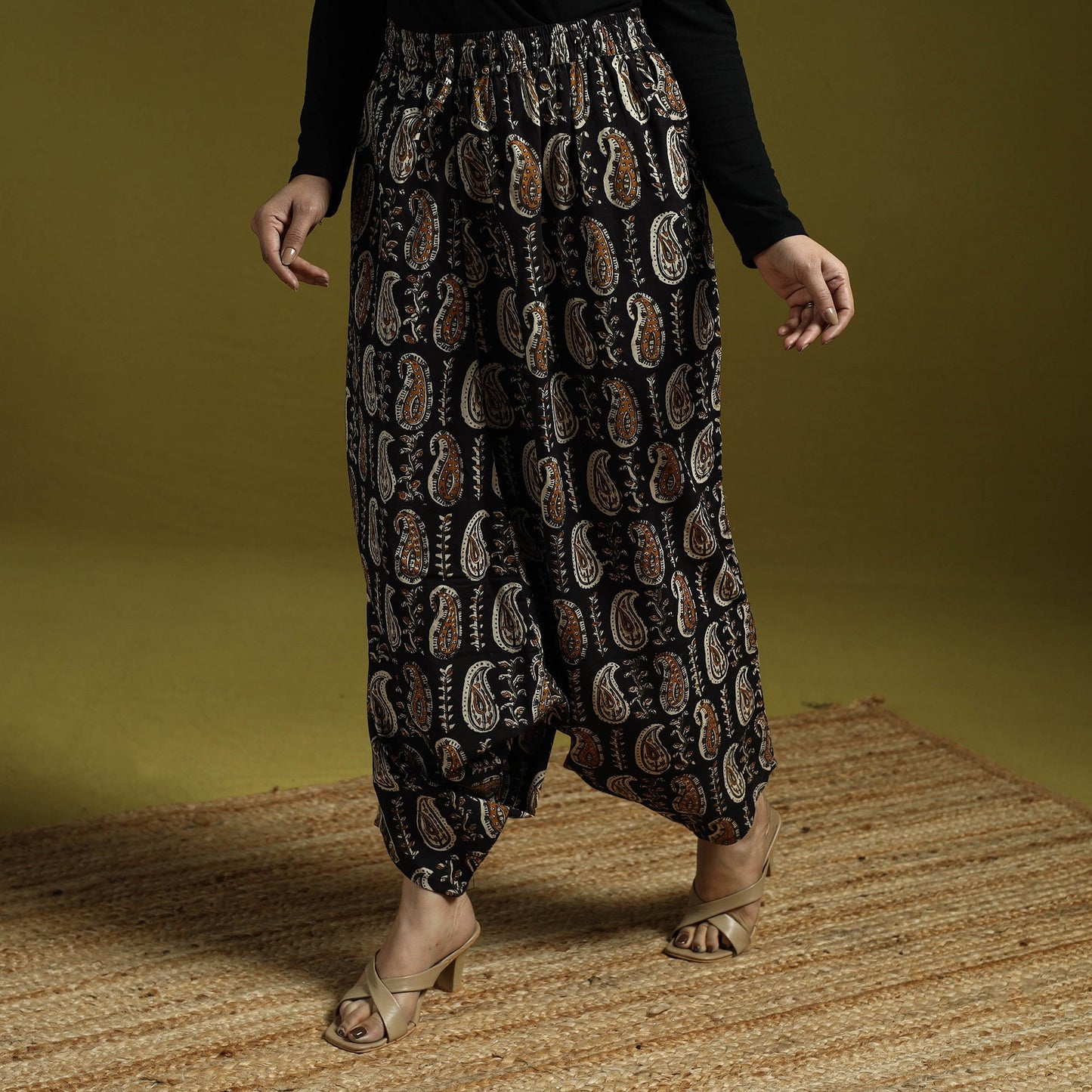 Black - bagru natural dyed cotton harem pant 20