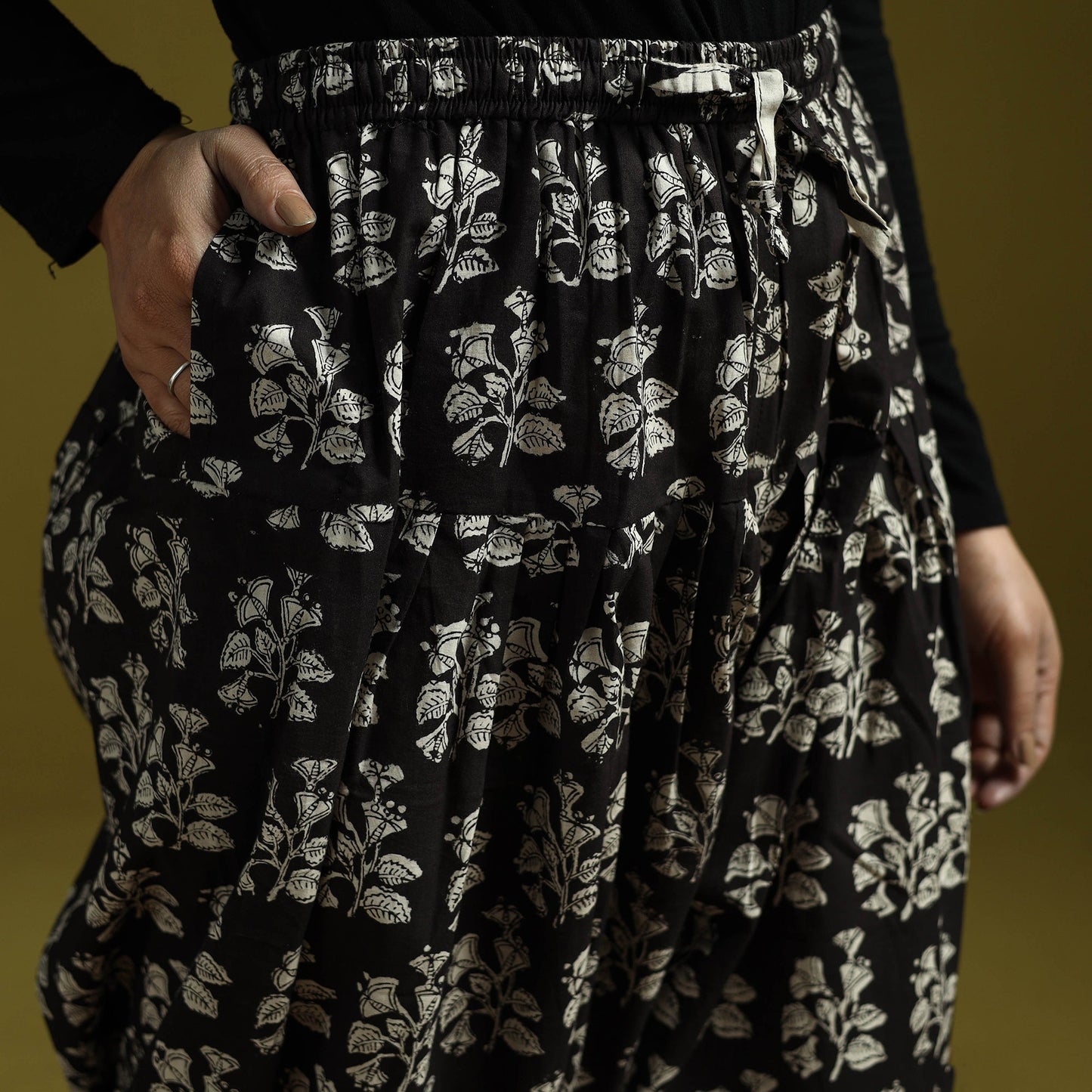 Black - bagru natural dyed cotton salwar 06 - handcrafted