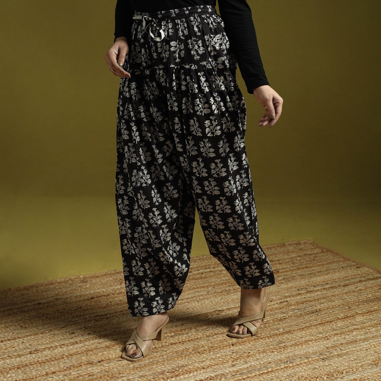 Black - bagru natural dyed cotton salwar 06 - handcrafted