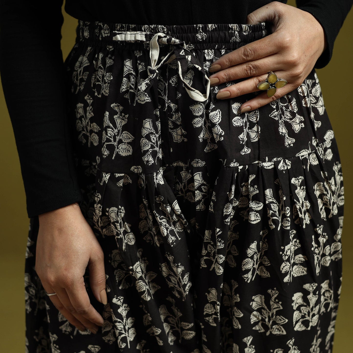 Black - bagru natural dyed cotton salwar 06 - handcrafted