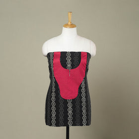 Buy Black Bagru Print Patchwork Cotton Kurta Material