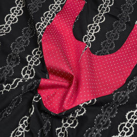 Buy Black Bagru Print Patchwork Cotton Kurta Material