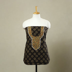Buy Black Bagru Print Patchwork Cotton Kurta Material