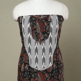 Buy Black Bagru Print Patchwork Cotton Kurta Material