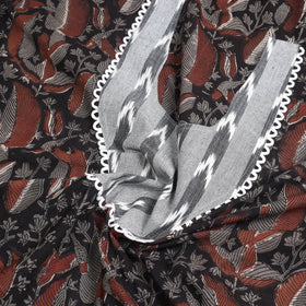 Buy Black Bagru Print Patchwork Cotton Kurta Material