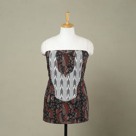 Buy Black Bagru Print Patchwork Cotton Kurta Material