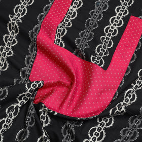  Black Bagru Print Patchwork Cotton Kurta Material