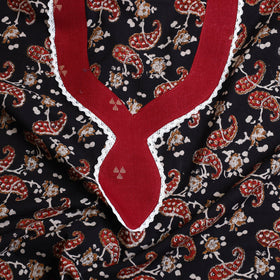Black - bagru patchwork cotton unstitched kurta material