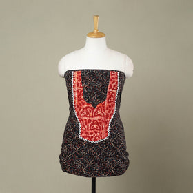 Buy Black Bagru Print Patchwork Cotton Kurta Material
