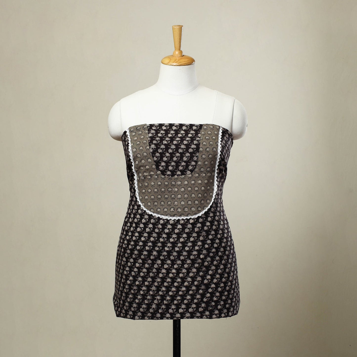 Black - bagru patchwork cotton unstitched kurta material