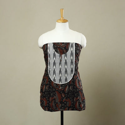 Buy Black Bagru Print Patchwork Cotton Kurta Material