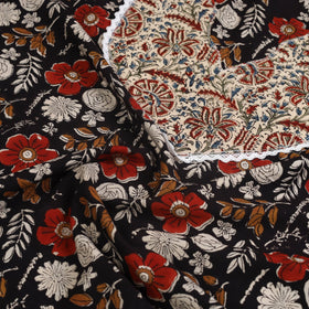 Buy Black Bagru Print Patchwork Cotton Kurta Material