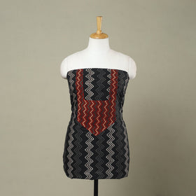 Buy Black Bagru Print Patchwork Cotton Kurta Material