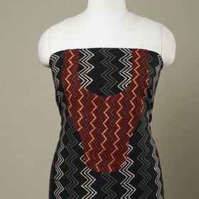 Buy Black Bagru Print Patchwork Cotton Kurta Material