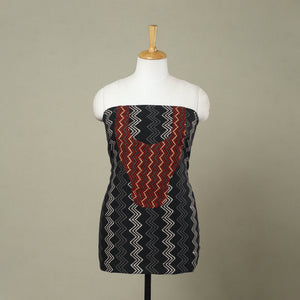 Buy Black Bagru Print Patchwork Cotton Kurta Material