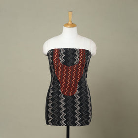 Buy Black Bagru Print Patchwork Cotton Kurta Material