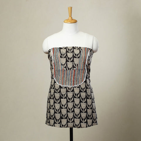  Black Bagru Print Patchwork Cotton Kurta Material