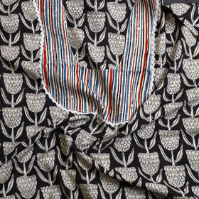  Black Bagru Print Patchwork Cotton Kurta Material