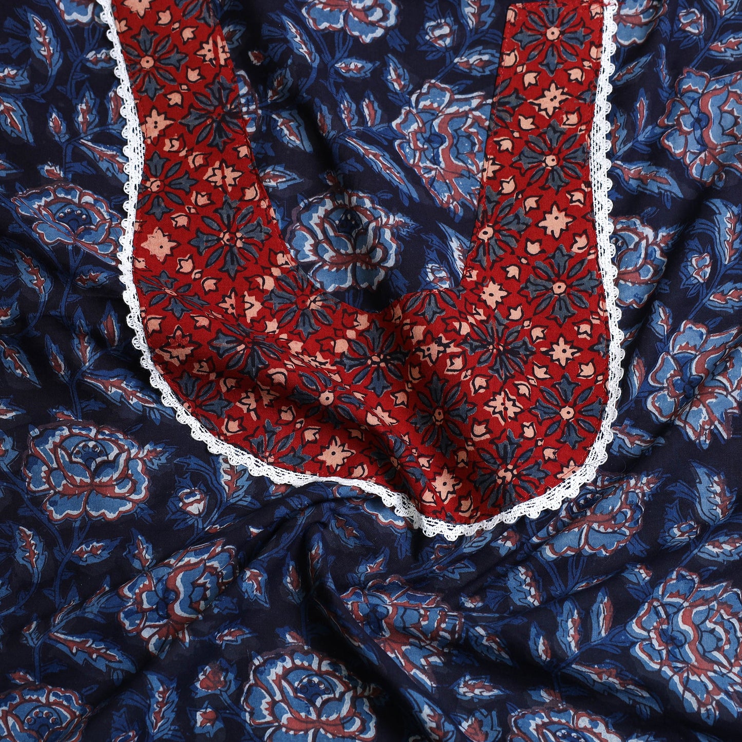 Black - bagru patchwork cotton unstitched kurta material