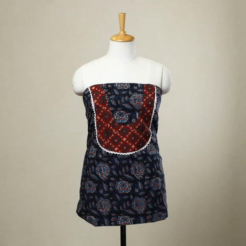 Black - bagru patchwork cotton unstitched kurta material