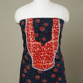 Buy Black Bagru Print Patchwork Cotton Kurta Material