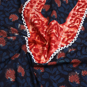 Buy Black Bagru Print Patchwork Cotton Kurta Material