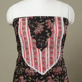 Buy Black Bagru Print Patchwork Cotton Kurta Material